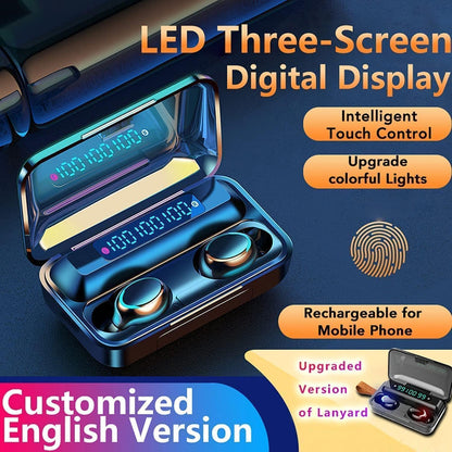 MOYAWSDGN Wireless Earphones, Wireless Earbuds, HiFi Stereo, Bluetooth 5.3 Touch Control Noise Rduction Headphones, Mini Eear Buds Mic in-Ear Headphones IP7 Waterproof Led Display for Smartphone