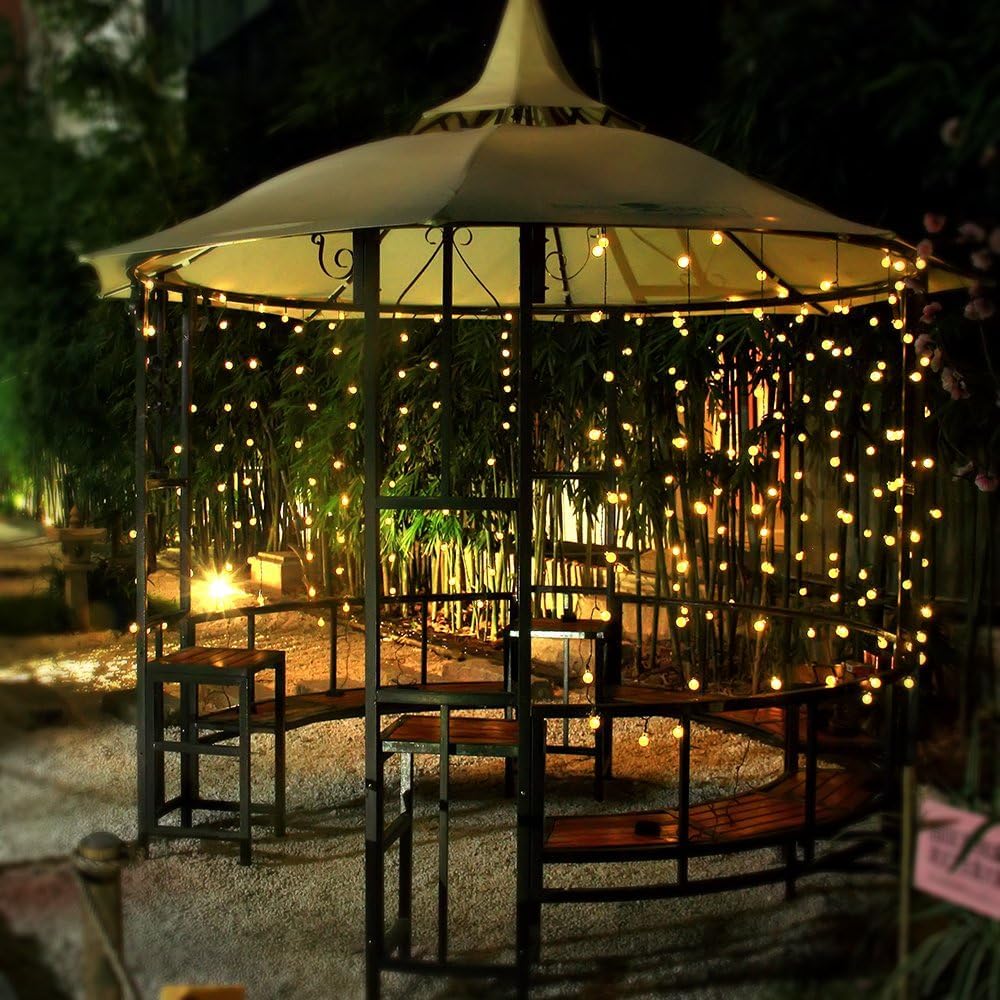 Toodour Solar String Lights Outdoor, 56ft 100 LED Globe String Lights with 8 Modes, Waterproof Solar Powered Patio Lights for Garden, Lawn, Gazebo, Porch, Yard, Wedding, Party Decor - Warm White
