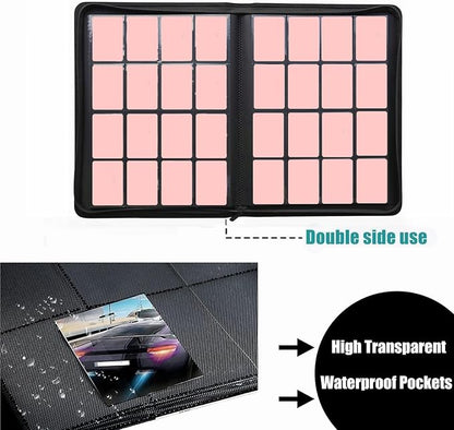Trading Card Binder 16 Pocket, 1664 Pockets Ringless PU Cover Card Collection Binder, Double Sided Card Binder Collector Album, Card Folder for MTG, TCG, Sports Cards, Game Card (Pink, 16Pockets)