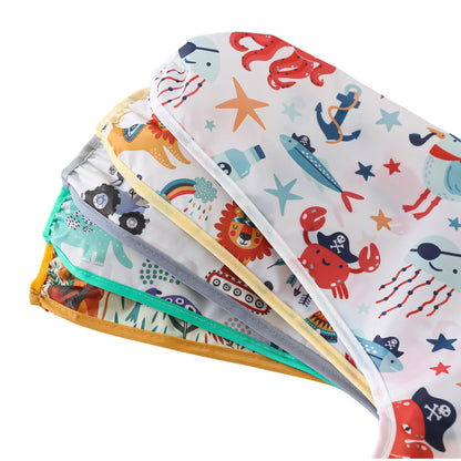 YeeLauf Sleeved Bib,5 Pack,Waterproof Shirt Bibs for Baby 3-24 Months Wipe Clean