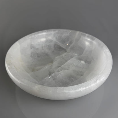 YeasHome Calcite Stone Bowl, Pure White, Natural Marble Crystal 20cm