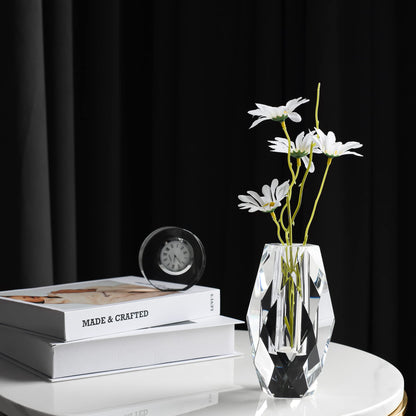Donoucls Crystal Flower Vases Decorations 6" for Home Wedding Christmas or Gift - Clear with Gift Box