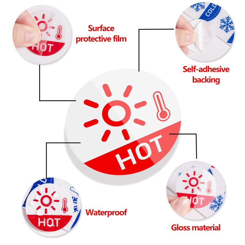 6PCS Hot and Cold Sign, Self-adhesive Waterproof and Durable Cold and Hot Stickers, Warning Label Signs for House, Kindergarten, Business, Bathroom, Office, Faucets Sinks