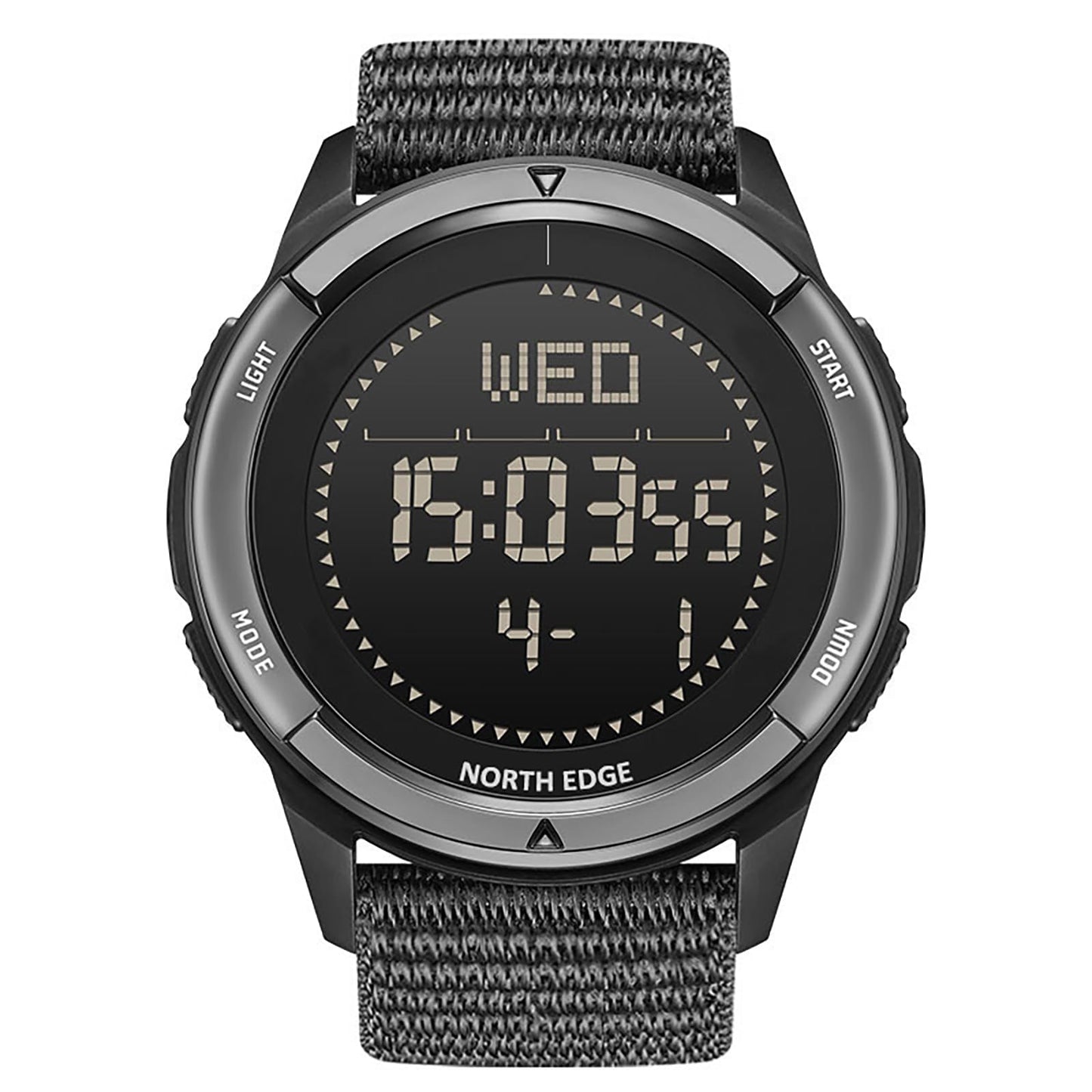 NORTH EDGE Military-Watch for Men - Tactical Survival Watch, Men's Women's Digital Wrist Watches for Sports Outdoors, Pedometer, Compass, Calories, Durable Nylon Band (Black, Nylon Band)