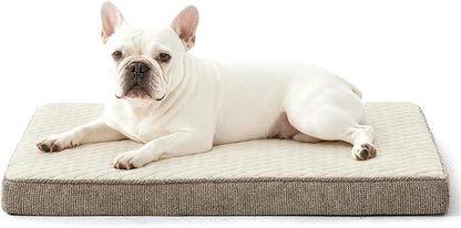 JOEJOY Orthopedic Dog Bed for Small Dogs, Washable Dog Crate Bed Small Sized with Removable Cover, Egg Memory Foam Pet Beds, Beige, 23"x17"