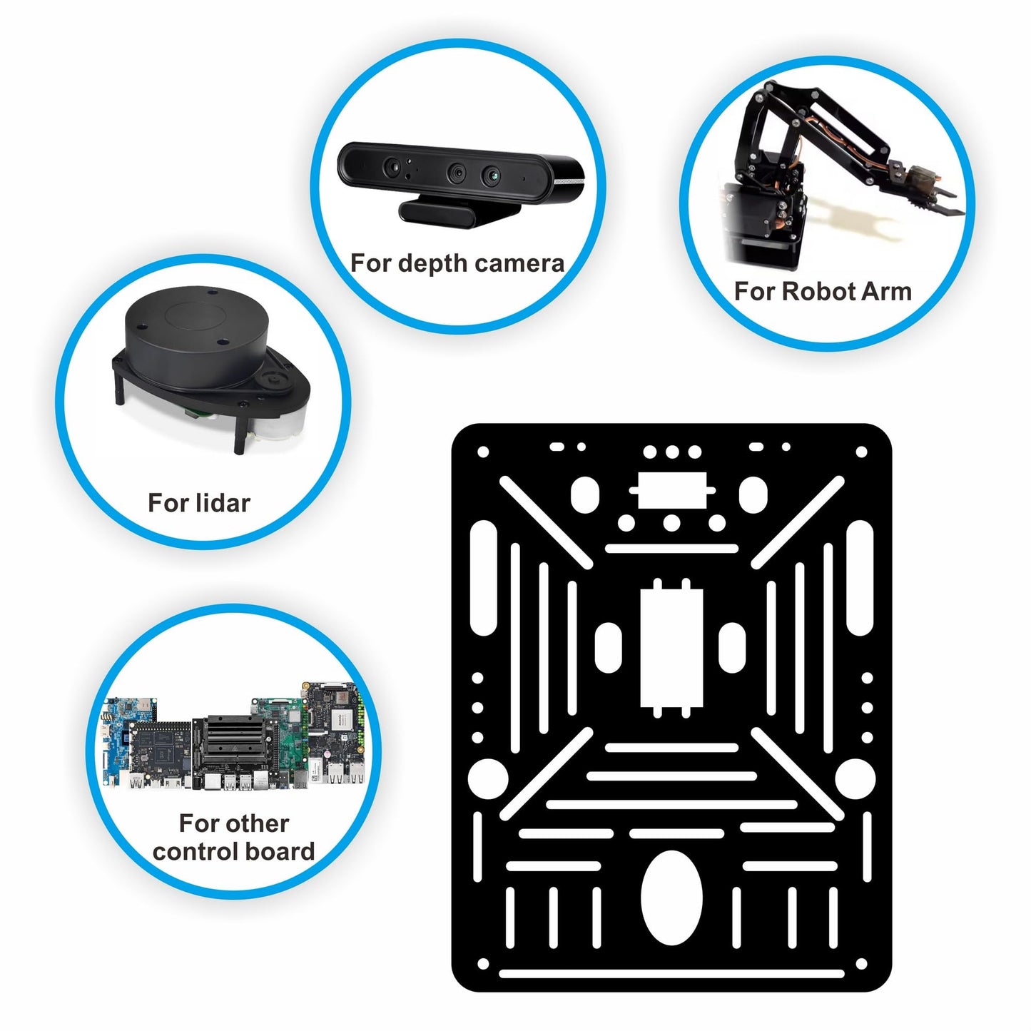 OSOYOO FlexiRover Robot Car Kit for Raspberry Pi – Compatible with Pi 2/3/4/5, 520 Motors with Encoders, Mecanum Wheels, Servo Support, and High-Capacity Battery System (No Raspberry Pi Included)