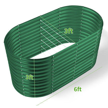 Land Guard 6x3x3ft Oval Galvanized Raised Garden Beds, Large-Capacity Metal Planter Box Outdoor, Durable Deep Raised Garden Bed 3ft Tall, Raised Beds for Gardening Vegetables, Forest Green