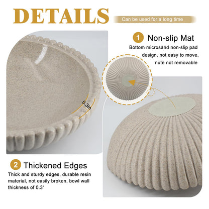 Richtmall Large Resin Decorative Bowl 12 Inch, Fruit Bowl Sandstone Ruffle Key Bowl for Coffee Table Shallow Centerpiece Bowl Catch All Bowl for Kitchen Counter, Entryway, Living Room