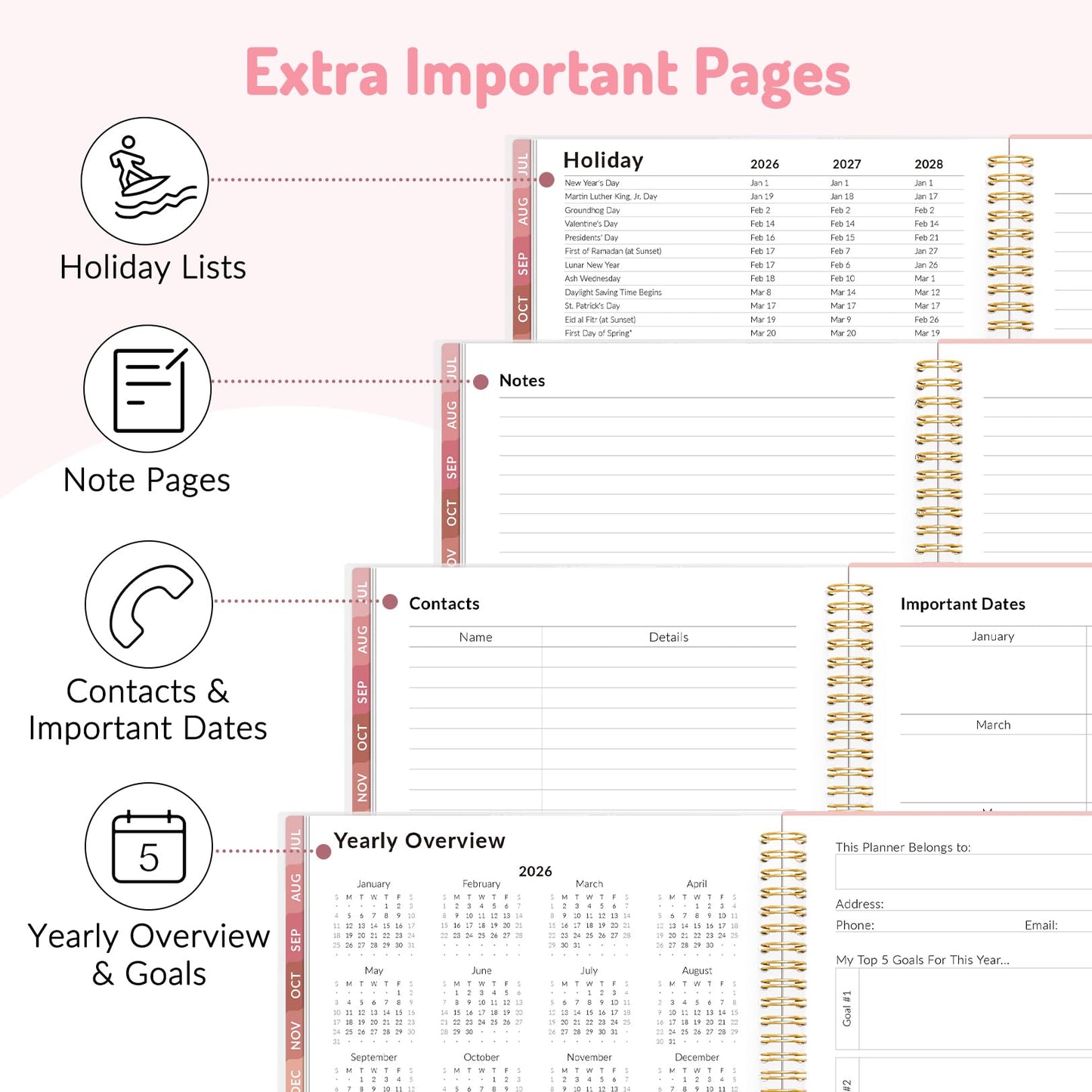 Teacher Planner 2026-2027, Forvencer Academic Planner 2026-2027, Jul 2026 - Jun 2027, 8.5"x11", Weekly & Monthly Planning Book with 7 Periods, School Agenda for Teacher Student Homeschool, A4, Pink