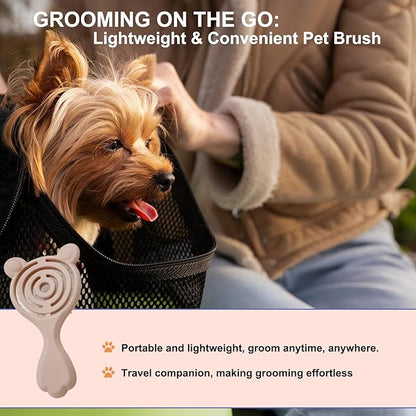 Cat-Ear Design Puppy Brush, Gentle Soft-Bristle Small Dogs Plastic Detangling Grooming Tool, Fit for Yorkie Shih Tzu Maltese Maltipoo (Light Pink)