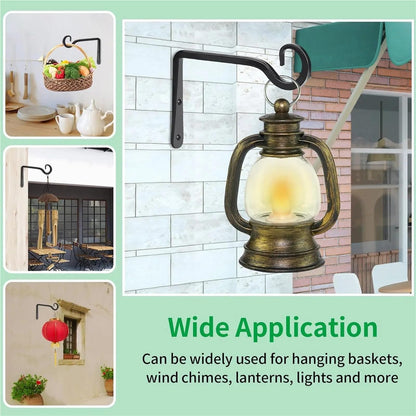 JTJIYN 2PC Plant Hangers Outdoor Hanging Bracket Metal Wall Flower Pot Support Hanger Hook for Hanging Lanterns(Black-6inch)