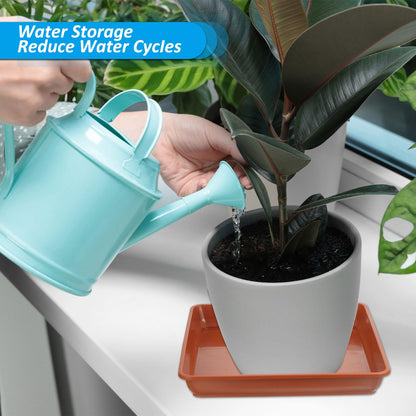 PATIKIL 21 Inch Plant Saucer Tray, 2 Pack Plastic Square Plant Saucer Large Deep Plant Pot Saucers Heavy Flower Planter Drip Tray for Indoors Outdoors Plants, Terracotta