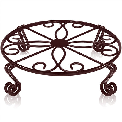 Autopromake Brown Plant Stand for Flower Pot Heavy Duty Potted Holder Indoor Outdoor Metal Rustproof Iron Garden Container Round Supports Rack for Planter Bronze, Pumpkin Stand Outdoor