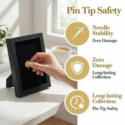 ZAYHENYOO Pin Display Case, Enamel Pin Collection Display with Deep Shadow Box Picture Frame with True Glass or DIY Craft Shadowbox for Shells/Flowers, Hanging or Tabletop Display (Black, 1P 6*8)