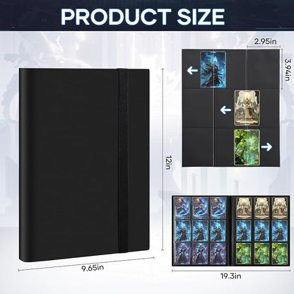 Trading Card Binder 9 Pocket, 360 Pockets Collectible Trading Card Album, Sports Card Binder for Standard Cards, Side Loading Card Folder for MTG Sports Baseball TCG Football Basketball Cards Black