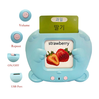 Korean-English Talking Flash Cards for Kids 112 PCS, Learn Korean Alphabet, Words and Pronunciation, Korean Language Learning Toys for Beginners