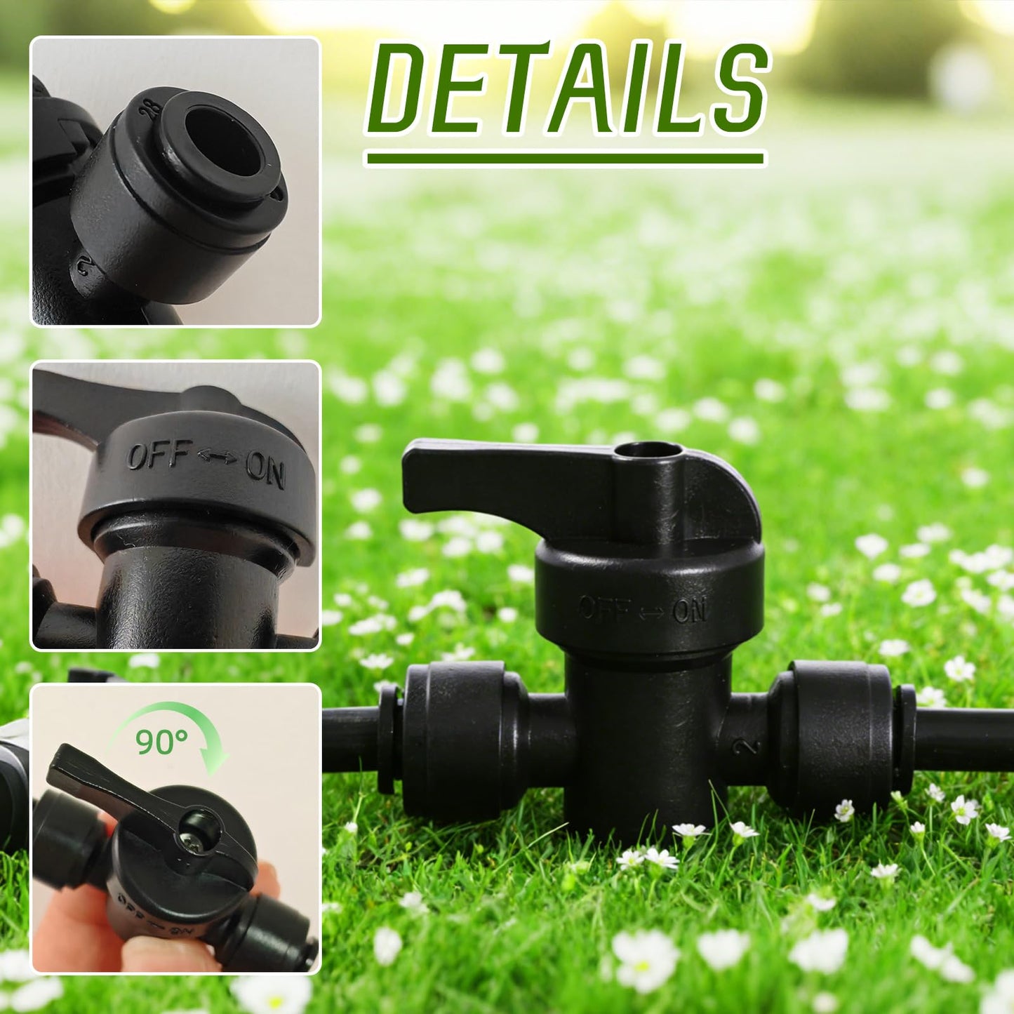 6 Pack Quick Connect 1/4" Drip Irrigation Shut Off Valve Fittings, Push-to-Fit Drip Irrigation Switch Valve Connectors for 1/4 Inch Drip Tubing,Anti-Leak Connectors for Garden Irrigation System