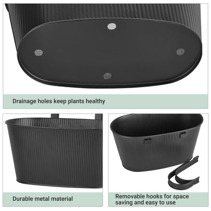 Mkono Metal Railing Planter Box 3 Pack Balcony Hanging Planter for Outdoor Plants with Detachable Hooks and Drain Holes Fence Planters for Any Balcony, Porch or Deck (3, Small)