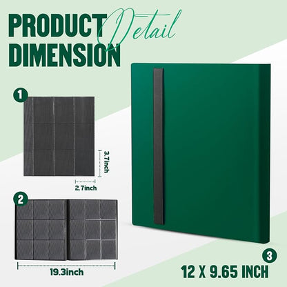 Card Binder 9-Pockets,Trading Card Binder,20 Pages, 360 Card Capacity Collection Binder, Card Folder for MTG, TCG, Game Cards & Sports Cards (Green)