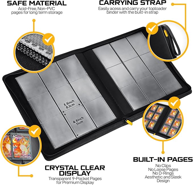 X PRO Top Load Card Binder - Compatible with Top-loading Card Cases - Fits 252 | 20 Premium Loaders Included | 9-Pocket Ringless Double-Sided Pages | Premium Storage for TCG & Sports Cards