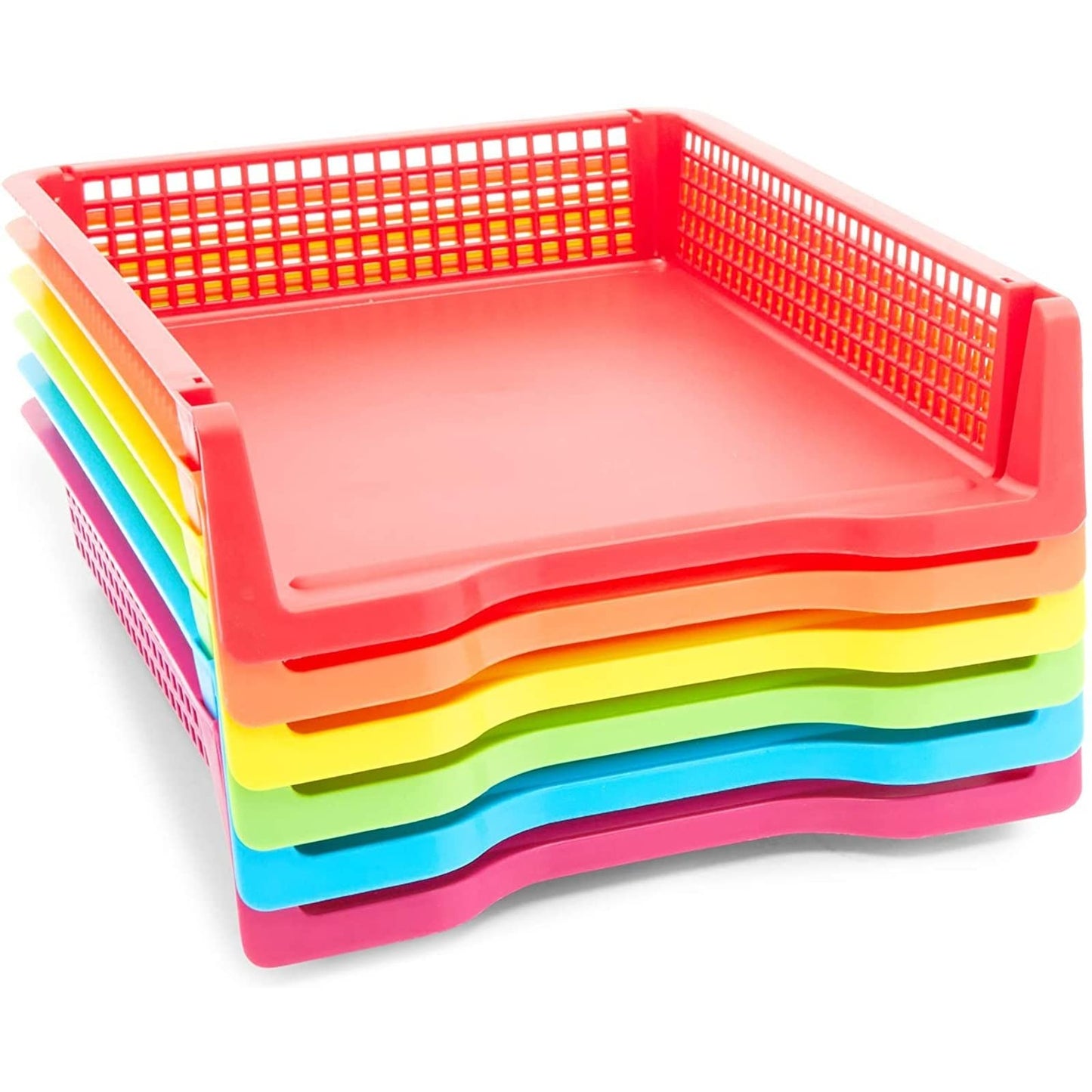 Bright Creations Classroom Turn in Trays - 6-Pack, Letter Size, 12.75 x 9.75 x 2.75 in, Rainbow Plastic - Teacher Supplies & Classroom Must Haves - Stackable Paper Organizer & Homework Trays