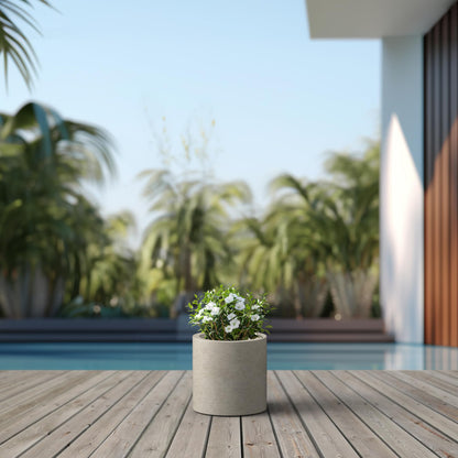 Kante 9.8" Dia Round Concrete Planter, Modern Style Large Cylindrical Plant Pot with Drainage Hole and Rubber Plug for Indoor Outdoor Patio, Weathered Concrete