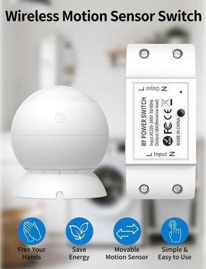 2 Pack Wireless Motion Sensor Outlet, Plug-in PIR Infrared Motion Activated Switch for Light Home Appliances Control, Motion Detector Socket for Bathroom, Garage, Laundry Room Lamps Exhaust Fan