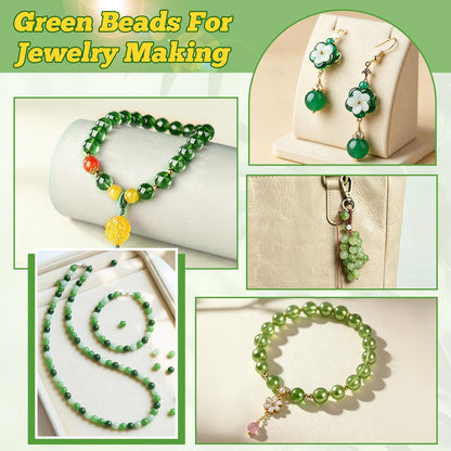 FOGWOWO 2628 Pcs Beaded Plant Kit Green Beads for Beaded Plants,Forever Plant Kit Green Glass Beads Plant Beads for Plants Making,Glass Leaf Bead for Jewelry Making DIY Crafts