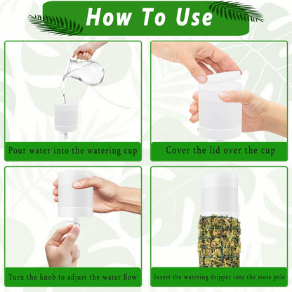 2 Pack Moss Pole Watering Dripper, Adjustable Water Flow Self Watering Devices Slow-Release Watering Spikes for Plant Support Climbing Poles (Cylindrical)