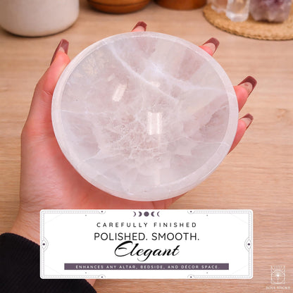 Soul Sticks Selenite Crystal Bowls for Smudging, Healing, Recharging Crystals | Pure Selenite Smudge Bowl & Crystal Charging Station Ethically Sourced in Morocco (4 Inch (Pack of 1)