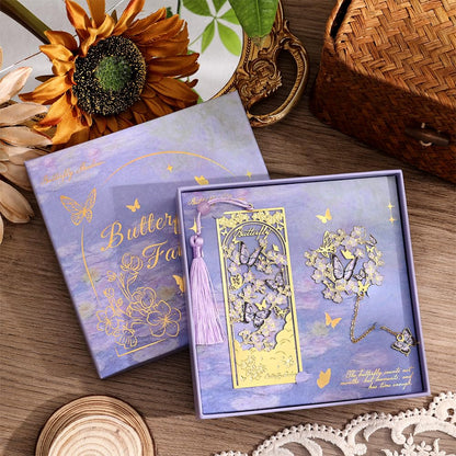 icceemee 2pcs Bookmark Butterfly Flower Theme Pretty Book Marks Set with Bookmarks for Women, Cute Book Markers for Writers, Kids, Teens, Men Readers, Reading Accessories Gifts for Book Lovers