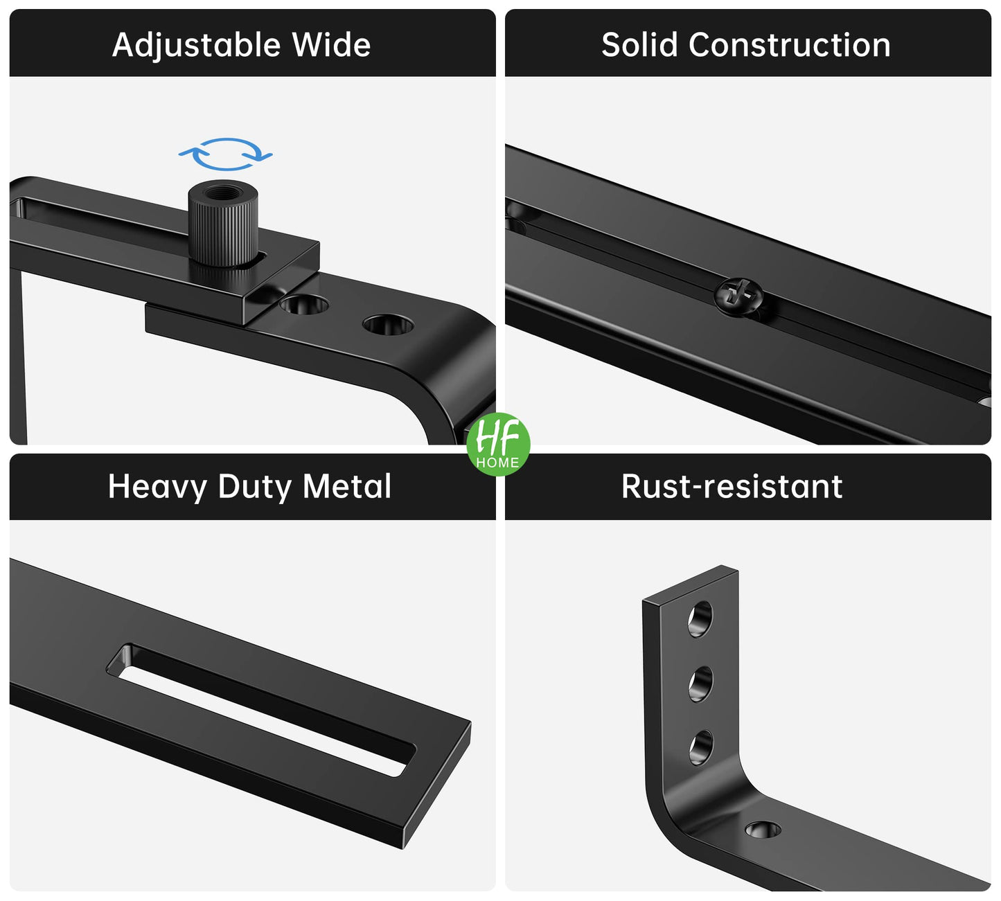 HFHOME 6PCS Adjustable Planter Box Brackets, Brackets for Window Boxes Planters Hanging Flower Box Holders, Wall Mount Holder for Windowsills, Garden, Fences, and Balcony - Black (Patent Registered)