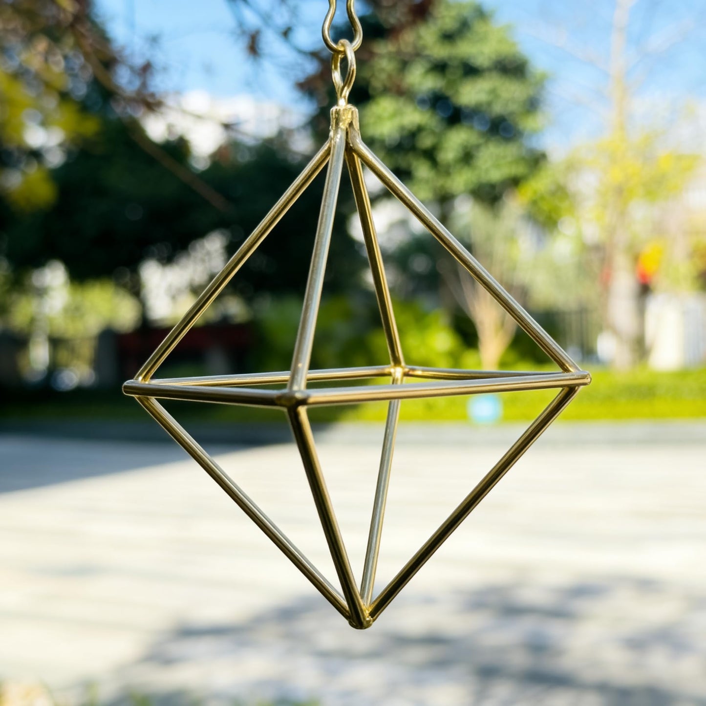 libproqia Gold Air Plant Holders with Chains, Set of 6 Geometric Hanging Planters with Removable Links for Wall Decor, Indoor Home Ceiling Display for Tillandsia, Ferns