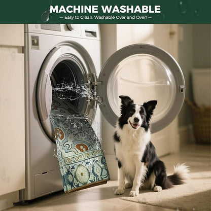 FXW Washable Pee Pads for Dogs, Puppy Pads with Super Absorbent, Specifically Designed for 42inch Cages, 27" x 41" Rectangle, Boho Beige, 2 Packs