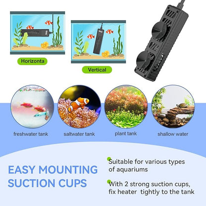 hygger Nano Submersible Aquarium Heater for 10-15 Gallon Fish Tank Betta Heater with Digital Display, Adjustable Temperature Controller 75Watt