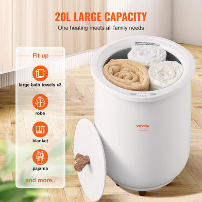VEVOR Towel Warmers for Bathroom, Towel Warmer Bucket Auto Shut Off for Spa Fits up to 3 Oversized Towels, Blankets, Clothes, Bathrobes, PJ's and More