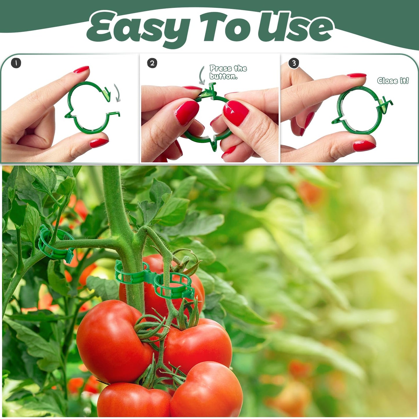 OJYUDD 400 Pcs Tomato Clips,Plastic Vine Clips,Plant Support Clips for Gardening,Climbing Plants,Tomato,Vegetables(Green)