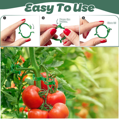 OJYUDD 400 Pcs Tomato Clips,Plastic Vine Clips,Plant Support Clips for Gardening,Climbing Plants,Tomato,Vegetables(Green)