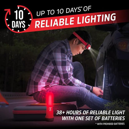 Energizer WeatheReady Power Outage Kit with 2-in-1 LED Flashlight Lantern, LED Headlamp, IPX4 Water-Resistant, Backup AA + AAA Batteries, Storage Case, Hurricane Preparedness Items