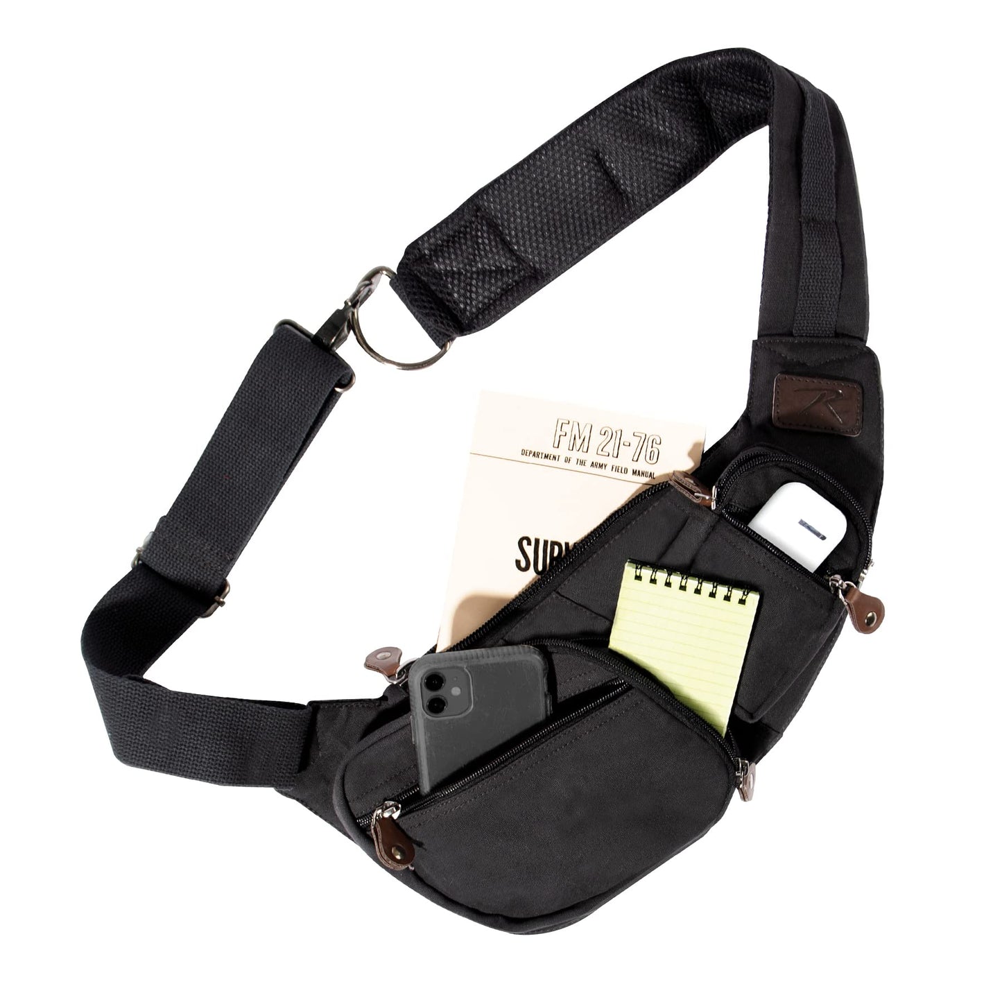 Rothco Vintage Canvas Crossbody Sling Bag – Compact Travel Shoulder Backpack 2L Storage