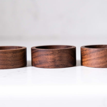 Walnut Wood Ring Tray, Mini Round Hardwood Holder, Micro Jewelry Box Dish