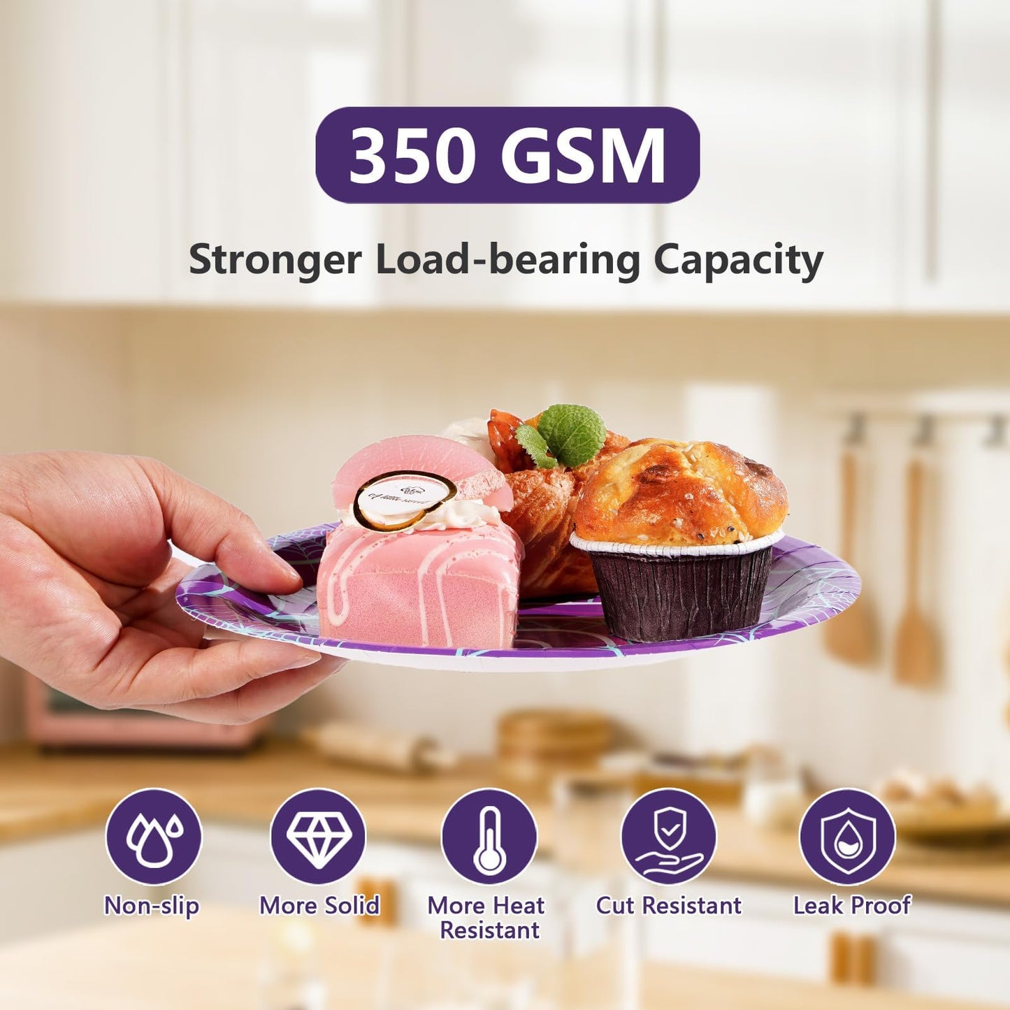 Greencian 96Pcs Spider 5th Birthday Party Supplies Purple Spiderweb Party Plates and Napkins Disposable Ghost Cartoon Tableware Set for Kids Birthday Halloween Hero Theme Decorations, Serves 24