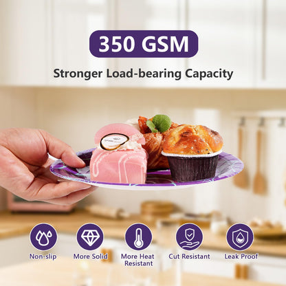 Greencian 96Pcs Spider 5th Birthday Party Supplies Purple Spiderweb Party Plates and Napkins Disposable Ghost Cartoon Tableware Set for Kids Birthday Halloween Hero Theme Decorations, Serves 24