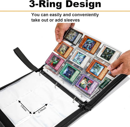 990+Pockets Trading Card Holder Binder with Zipper for Y-G-O Cards, MTG, TCG Cards, 990 Cards Capacity