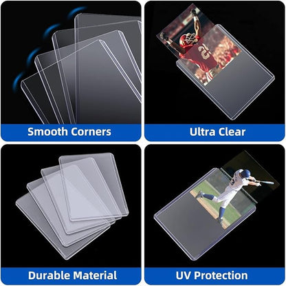 600 Pack Card Sleeves Hard Plastic, Arjiekwei 3"X4" Baseball Cards Protectors Plastic, Premium Card Holder for Trading Sports Baseball Football Game Cards (300 Rigid + 300 Clear)