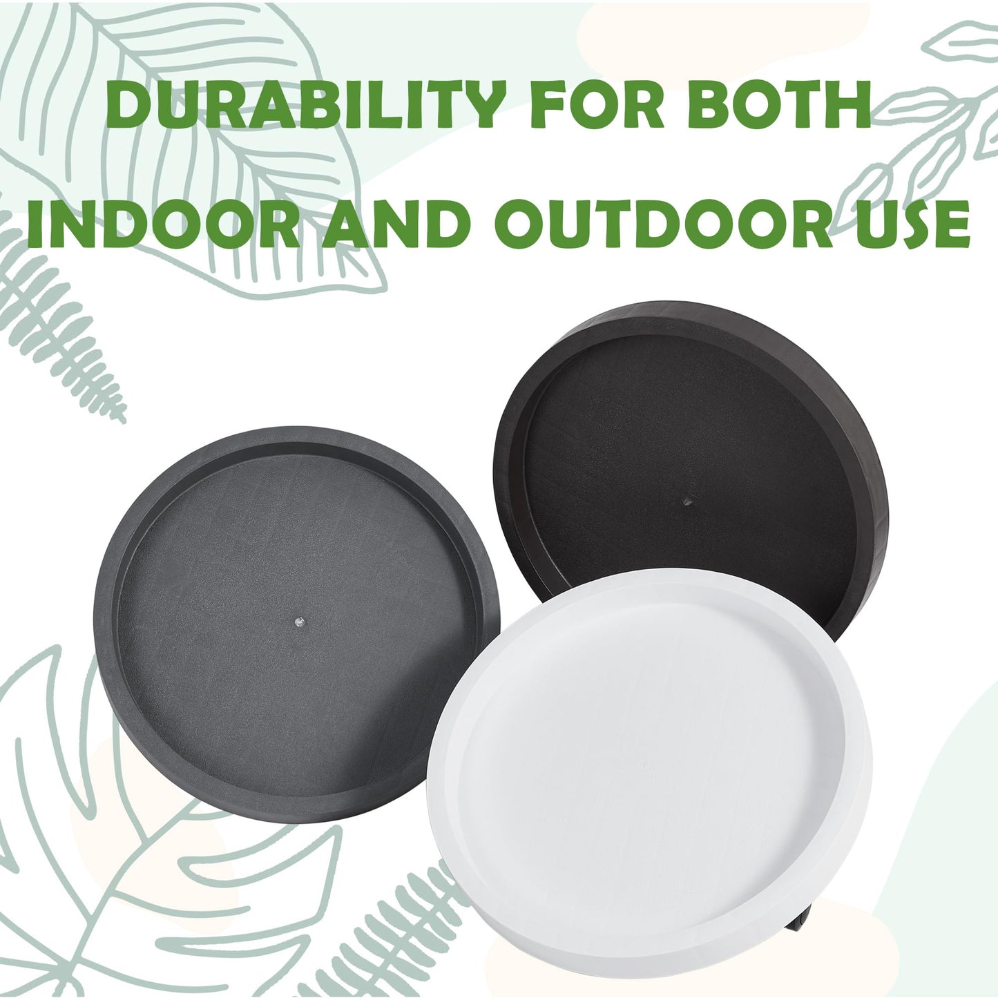 2 Pack of 12.6 Inch Planter Caddies Rolling Saucer Caddy with Wheels, Heavy Duty Wheeled Stand for Potted Plant, Round Coaster Roller Base Tray with Casters, Flower Pot Dolly Holder for Indoor Outdoor
