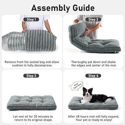 FURTIME Washable XL Dog Bed for Extra Large Dogs, Deluxe Dog Crate Beds Comfy Fluffy Kennel Pad Anti-Slip Pet Sleeping Mat, Machine Washable Dogs Pillow, 40"x27"x3.5", White
