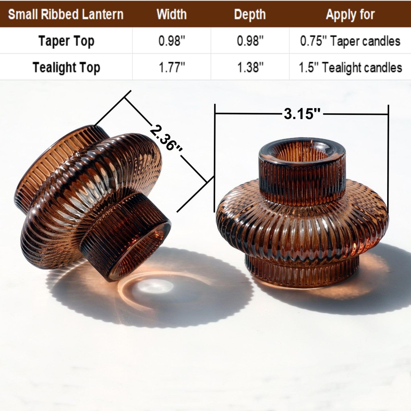 VOHO Brown Candlestick Holders Set of 6, Old Fashioned Candle Sticks Holder Decor for Daily Room/Halloween/Thanksgiving Party, Double Side Taper Candle Holders for Candlesticks/Tealight Candles(Brown)