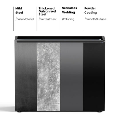 GSK Black Metal Planter Box with LED Light 30"H×10"W×37.9"L Span Rectangular Flower Trough Lighting Up Indoor Rectangle Insert Drainage Holes Garden Plants Outdoor Separation Space Garden Patio Porch