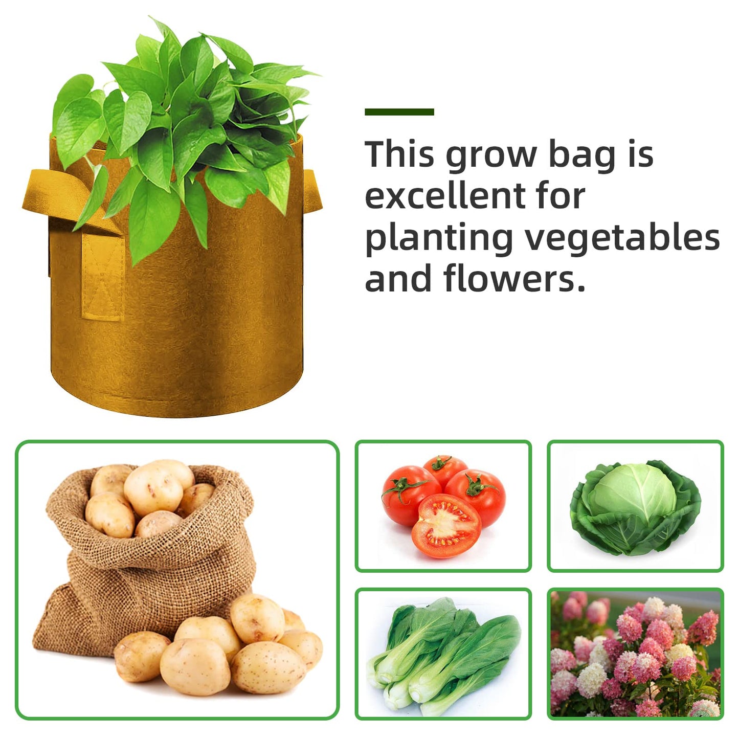 WHATWEARS 12-Pack 10 Gallon Plant Grow Bags, Thickened Nonwoven Fabric Pots with Handles, Vegetable Planter Bags Containers, Cloth Planters for Garden Vegetable/Flower/Plant/Fruits Outdoor (Brown)